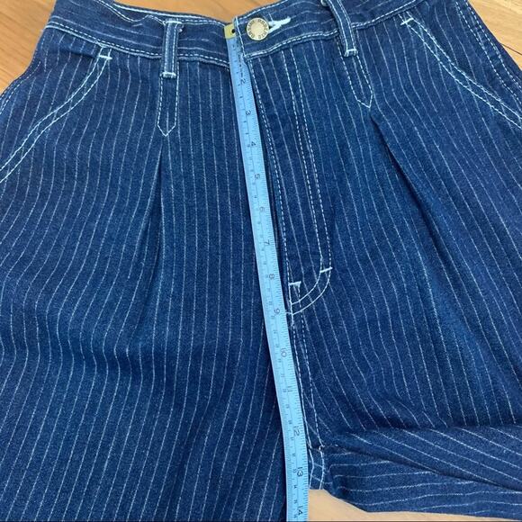 Vintage Pinstripe Jeans Size 9/10 Roberto Orsini Pleated High Waist D Ring Belt - Picture 9 of 13